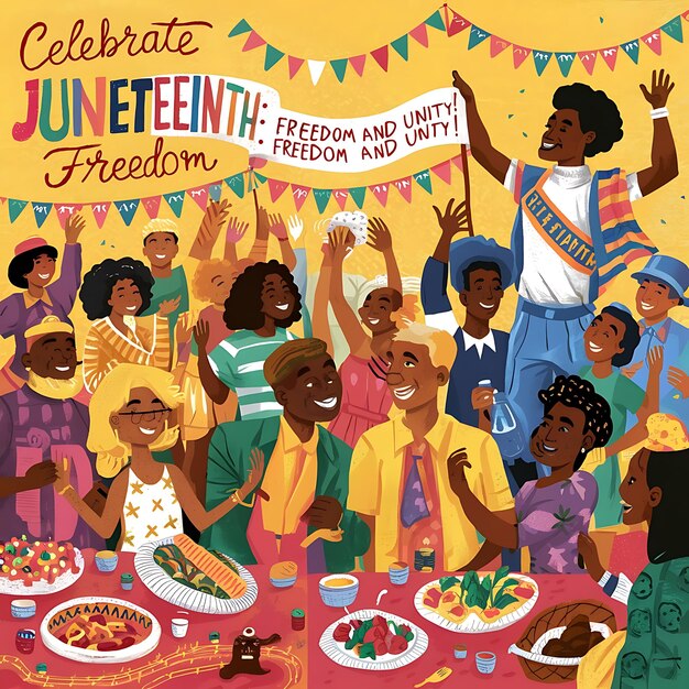 Foto hand drawn juneteenth celebration illustration