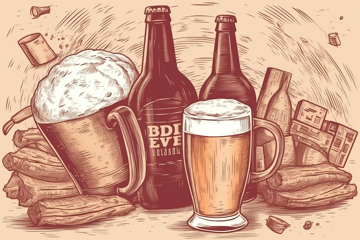 Foto hand gezeichnete internationale biertagillustration