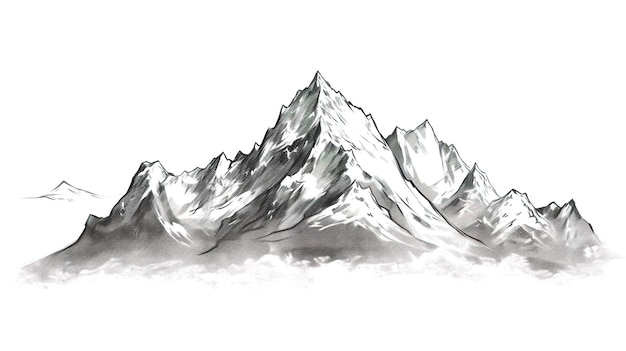 Hand gezeichneter Berg im Skizzenstil lokalisiert auf weißer Hintergrundvektorillustration