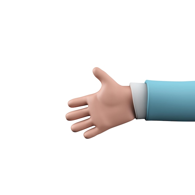 Foto hand im cartoon-stil in einer handshake-pose d-rendering