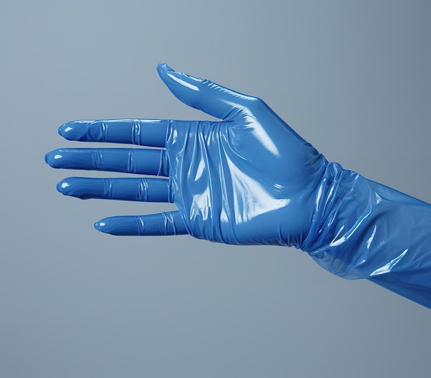 Hand in einer Halteposition mit sterilen Handschuhen abgeben