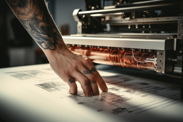 Hand mit Druck auf Fotopapier ai generiert