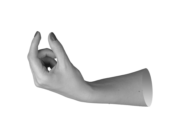 Hand mit gepflegten Nägeln Zeigefinger ausgestreckt, als ob etwas Unsichtbares in