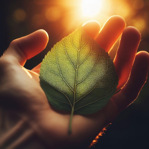 Hand mit Herbstlaub