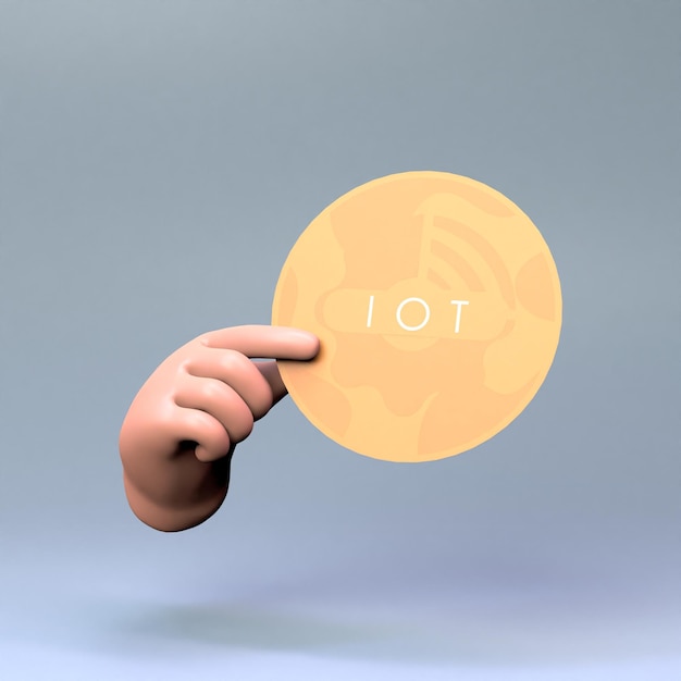 Hand mit IoT-Logo Internet of Thing-Konzept 3D-Darstellung