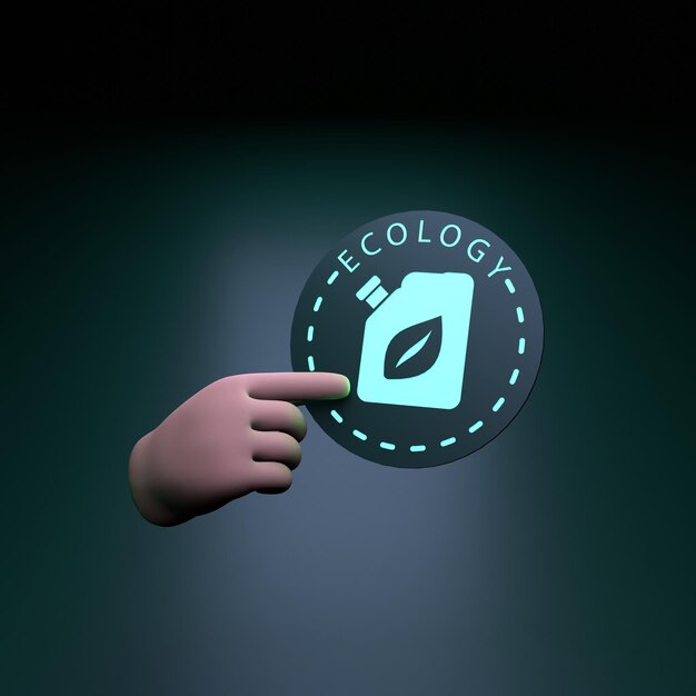 Hand mit Neon-Öko-Kraftstoff-Symbol Ökologiekonzept 3d-Renderillustration