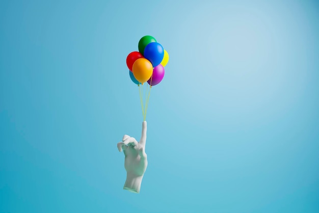 Hand mit regenbogenballons während der lgbt-wahl d rendern