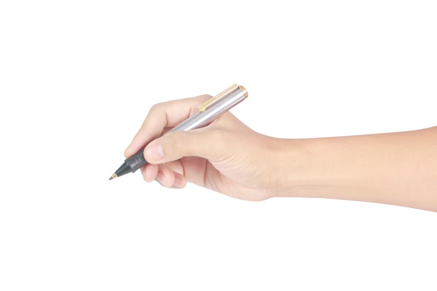 Hand mit Stift auf einem weißen