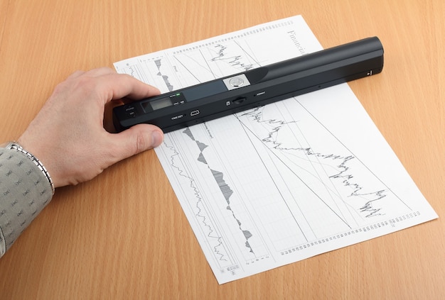 Hand move scanner portátil portátil para documento em folha de papel