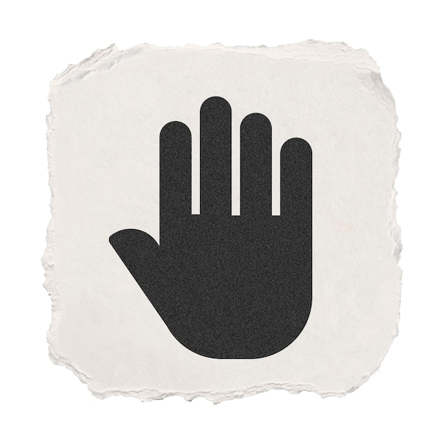 Hand-png-Icon-Aufkleber mit zerrissenem Papier-Design durchsichtiger Hintergrund