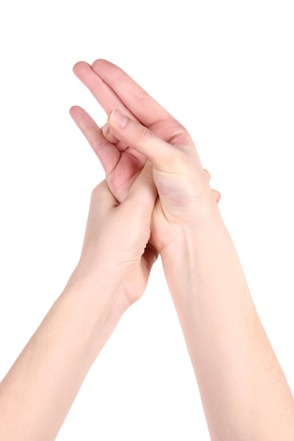 Hand-Yoga-Geste isoliert auf weiß