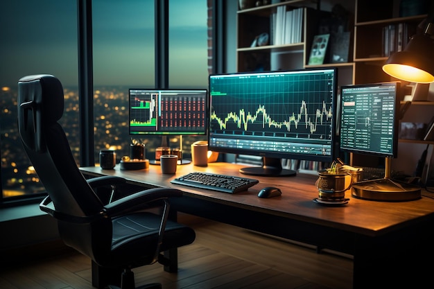 Handel auf dem Computerbildschirm an der Börse und Kryptowährung