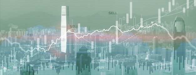 Handel Finanzierung kaufen und verkaufen Konzept auf futuristische moderne Stadt Tapeten