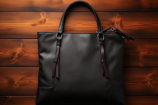 Handgefertigte Einkaufstaschen, schwarzes Öko-Tragemodell auf Kleiderbügel