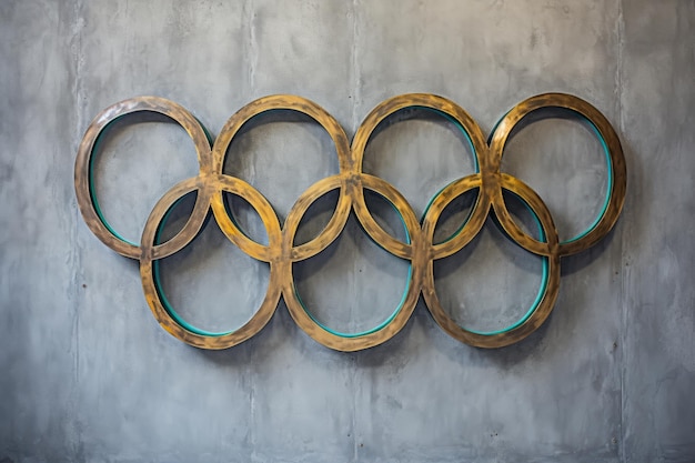 Handgefertigte Olympische Spiele Fünf-Ringe-Symbol, das die Wand in einem 32 Aspekt-Verhältnis schmückt