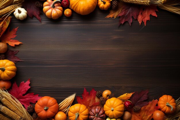 Foto handgefertigte thanksgiving-dekorationen mit mittlerer leere