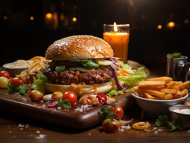 Handgemachtes Hamburger-Fastfood-köstliches Foto