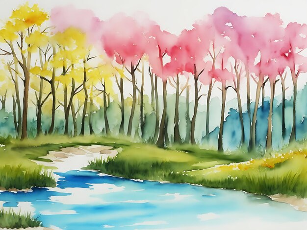 Handgemalte Aquarell-Natur-Hintergrund ai erzeugt