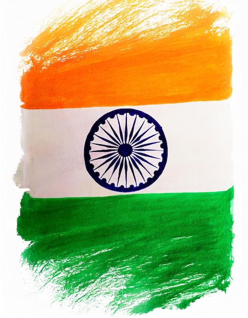 Handgemalte indische Flagge isolieren auf weißem Hintergrund Republiktag Unabhängigkeitstag