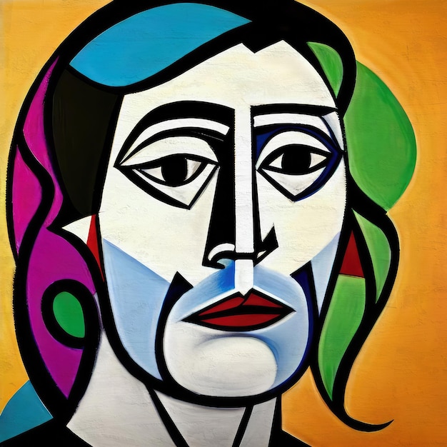 Handgemalte Kubismus-Portrait-Wandkunst-Dekoration
