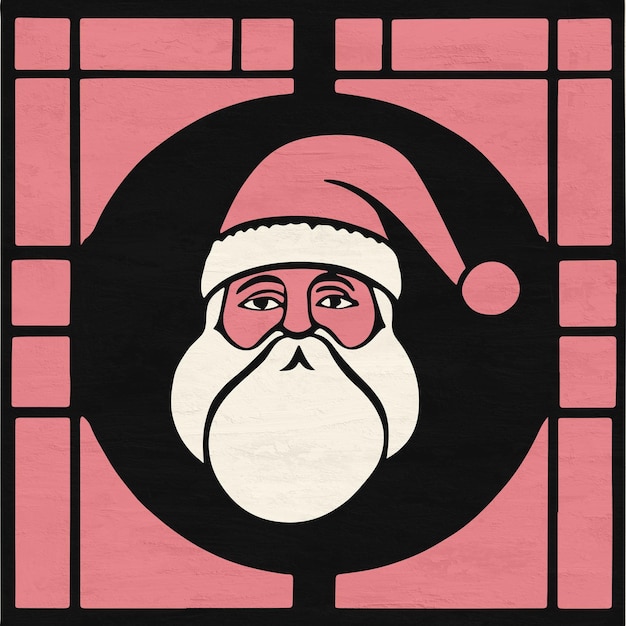 Handgemalte lustige niedliche Weihnachtsmann-Illustration Rosa Art-Deco-Weihnachtsmann druckbare Kunst