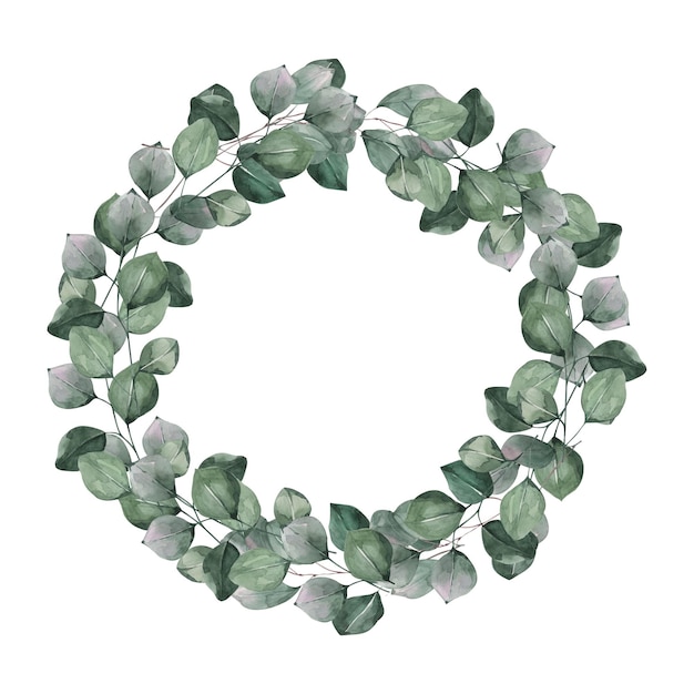 Handgemalter Aquarell-Eukalyptus-Kranz Perfekt für Einladungen und soziale Medien