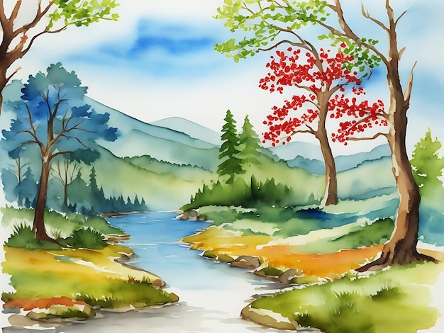 Handgemalter Aquarell-Naturhintergrund, von der KI generiert