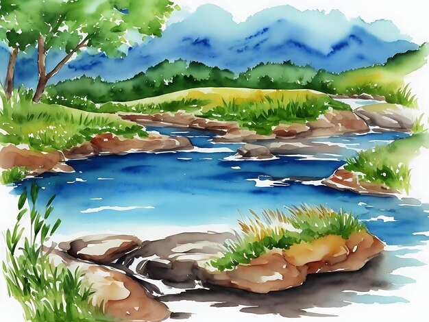 Handgemalter Aquarellnaturhintergrund