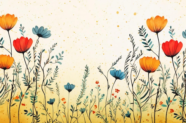 Handgemalter Hintergrund mit Blumendetails