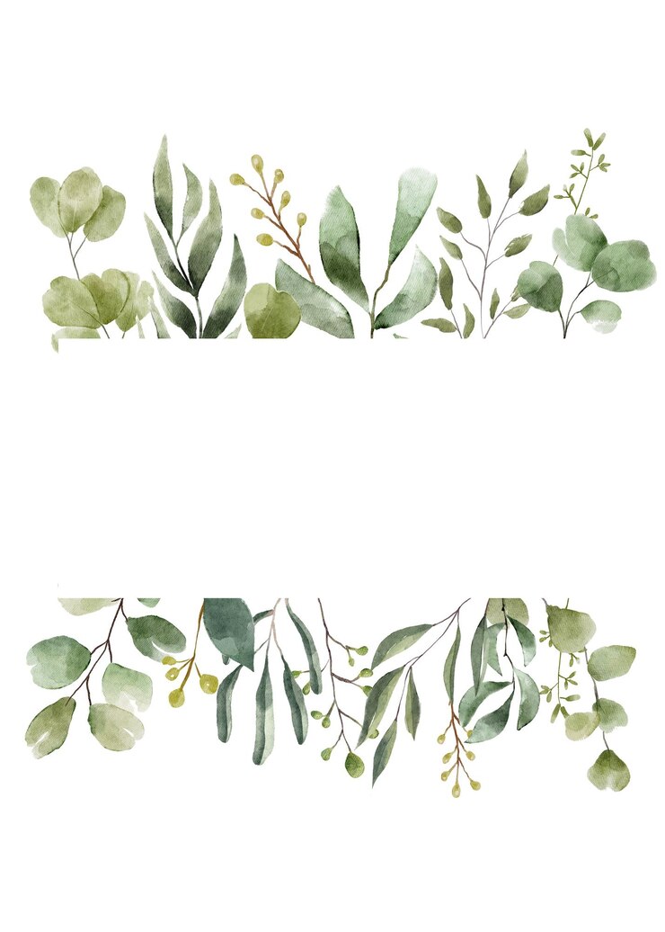 Foto handgezeichnete aquarell-grünblätter mit weißem hintergrund
