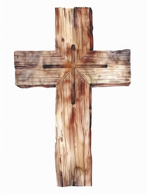 Handgezeichnete Aquarelle Katholische Kreuzkunst Generative KI