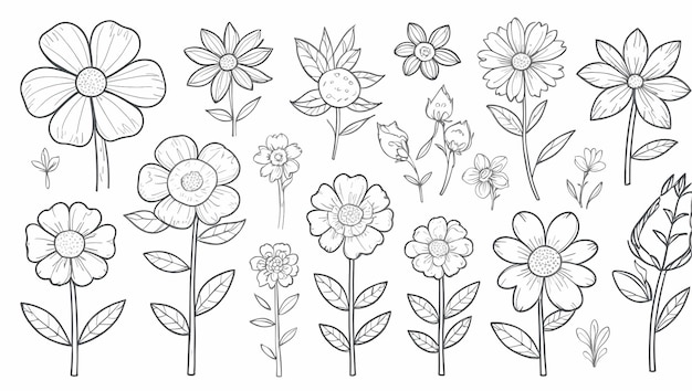 Handgezeichnete Blumenkollektion
