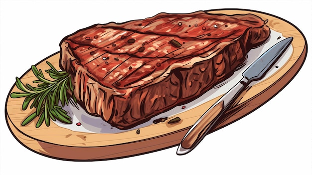 Handgezeichnete Cartoon-Köstliche-Steak-Illustration