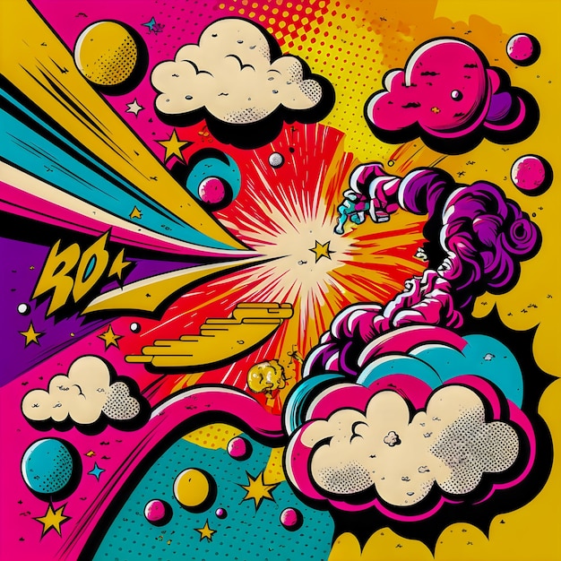 Handgezeichnete Comic-Illustration im Retro- und 90er-Stil Cosmos Pop Art Abstract Crazy and Psychedelic BackgroundxA