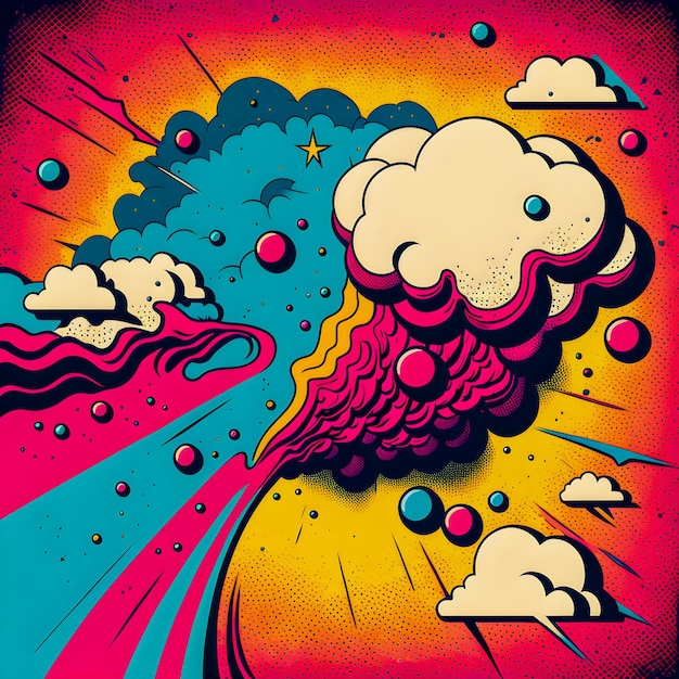 Foto handgezeichnete comic-illustration im retro- und 90er-stil cosmos pop art abstract crazy and psychedelic backgroundxa