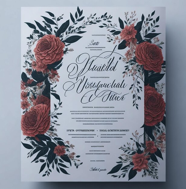 Handgezeichnete farbenfrohe Hochzeitseinladungskarte mit Blumenmuster