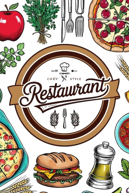 Handgezeichnete Fast-Food-Elemente und Besteck-Sammlung