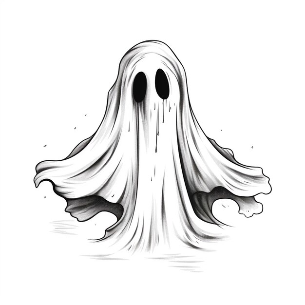 Handgezeichnete Geister-Halloween-Illustration