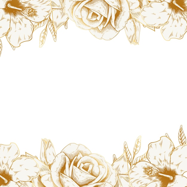 Handgezeichnete goldene Rosenkanten-Design-Element
