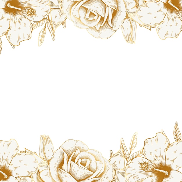 Handgezeichnete goldene Rosenkanten-Design-Element