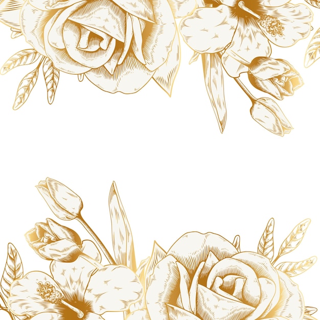 Handgezeichnete goldene Rosenkanten-Design-Element
