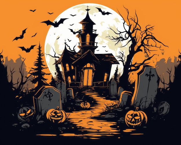 handgezeichnete grafische Illustration zum Halloween-Thema