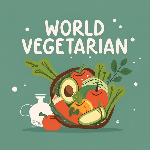 Foto handgezeichnete illustration zum weltvegetariertag