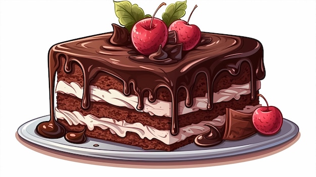 handgezeichnete karikatur köstliche schokoladenkuchenillustration