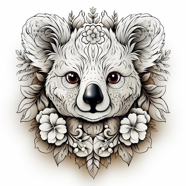 Foto handgezeichnete koala-umrissillustration