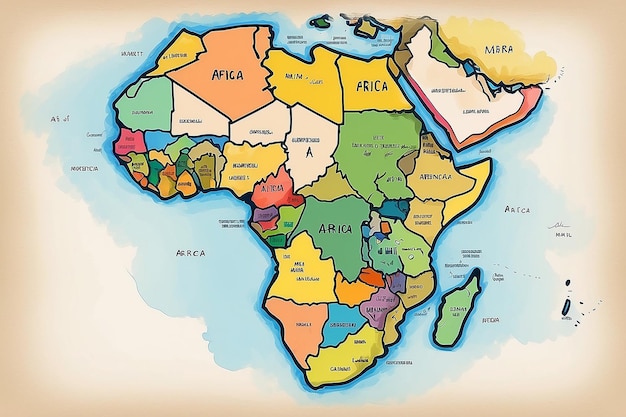 Handgezeichnete Skizze des lebendigen Kontinents