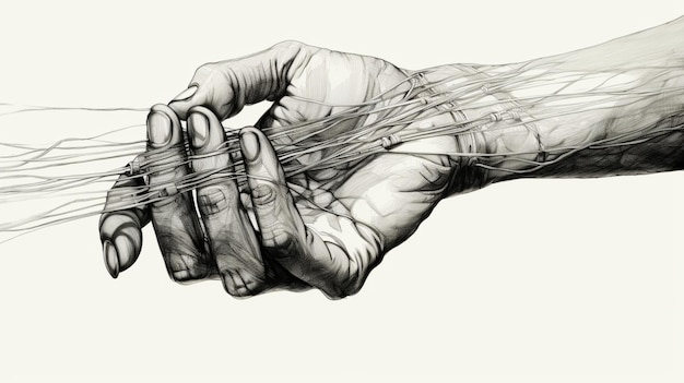 Foto handgezeichnete skizze einer hand künstlerische eleganz generative ki