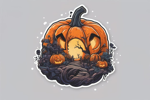 handgezeichnete Vektorkürbis-Halloween-Kürbisillustration