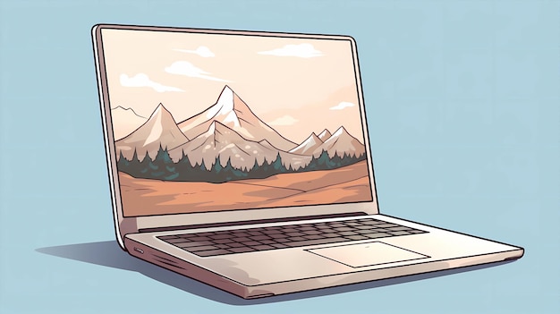 Foto handgezeichnete zeichentrickfilm-laptop-illustration