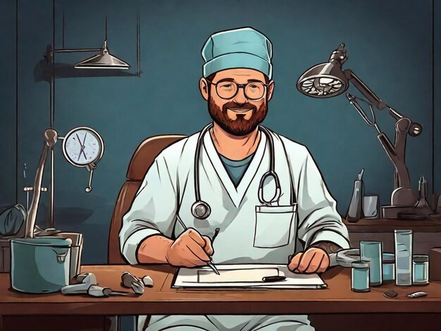 Handgezeichnete Zeichentrickfilme von Chirurgen